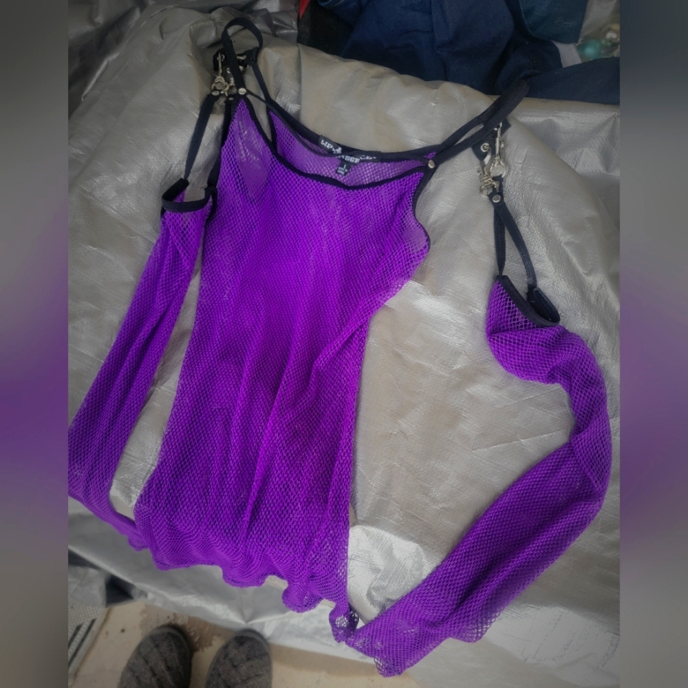 Rare Purple Lip Service Mesh/Fishnet Top!